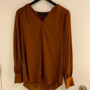 RW&Co. Satin Long Sleeve Blouse (XS)